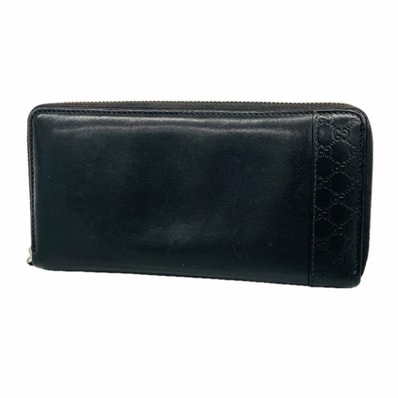 ★SALE【6dd5040】グッチ 長財布 マイクログッチシマ 256439 レザー ブラック シルバー金具【中古】メンズ