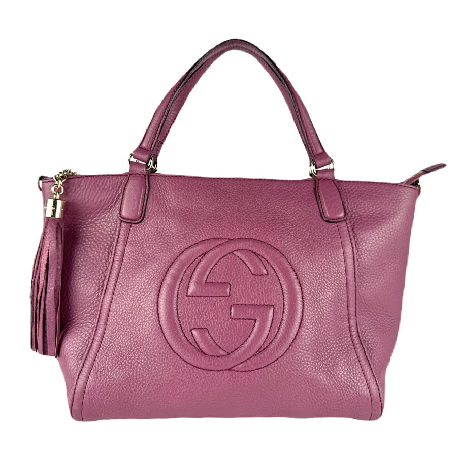 グッチ GUCCI ハンドバッグ ショルダーバッグ レザー パープル レディース 369176【中古】 z8349