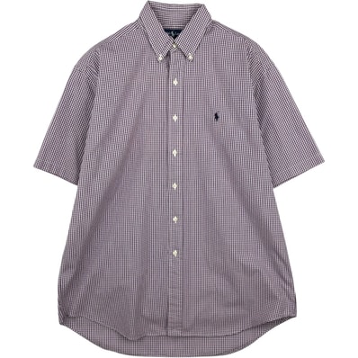 古着 ラルフローレン Ralph Lauren BLAKE ギンガムチェック 半袖 ボタンダウン チェックシャツ メンズL相当/eaa644839