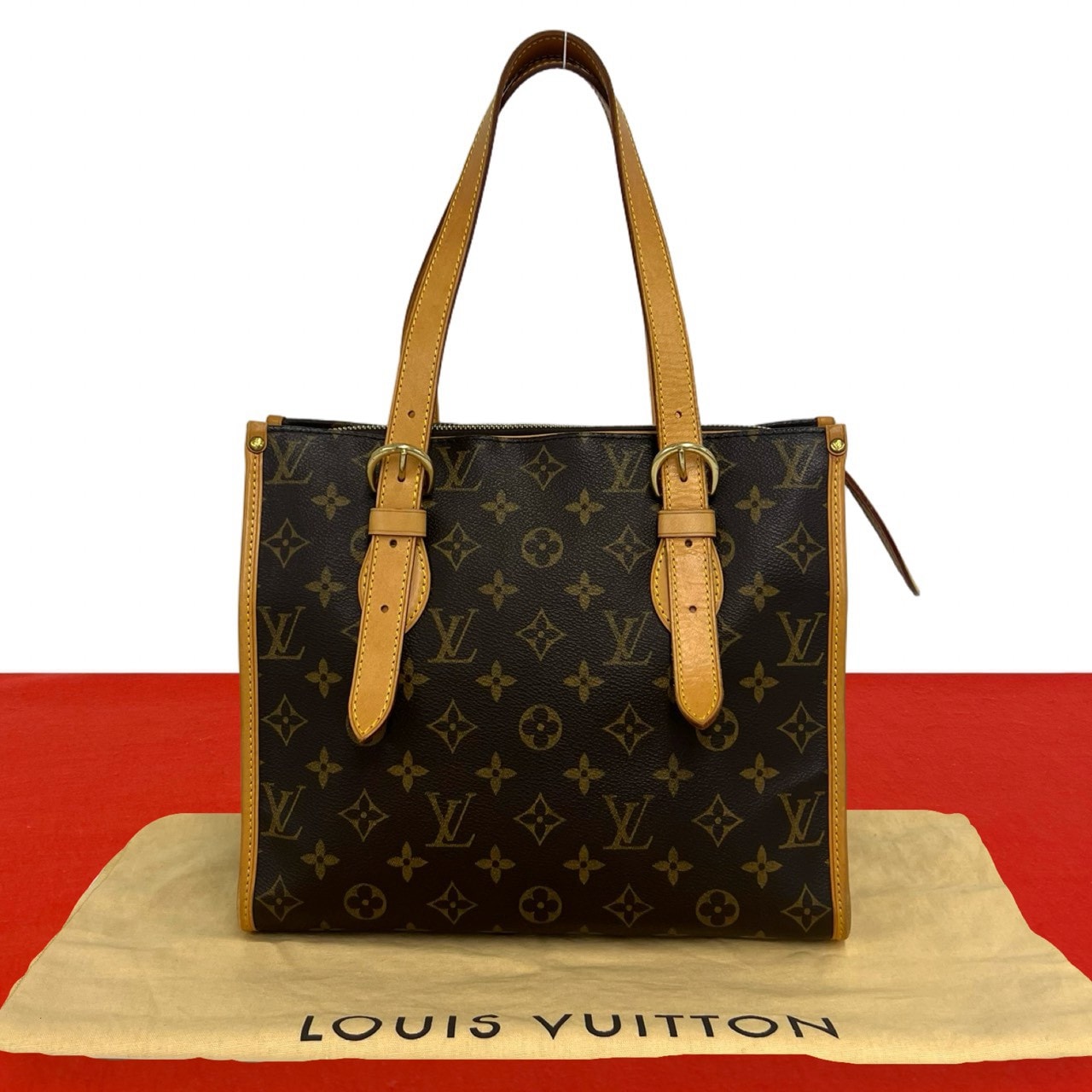 LOUIS VUITTON ルイヴィトン ポパンクール オ モノグラム レザー PVC ショルダーバッグ ブラウン
 02735