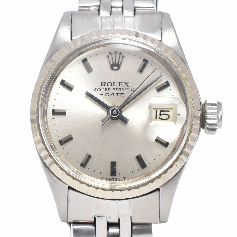 ロレックス ROLEX 6517 ヴィンテージ オイスターパーペチュアル デイト Cal.1161 デイト シルバー 自動巻き レディース 腕時計 K#150678