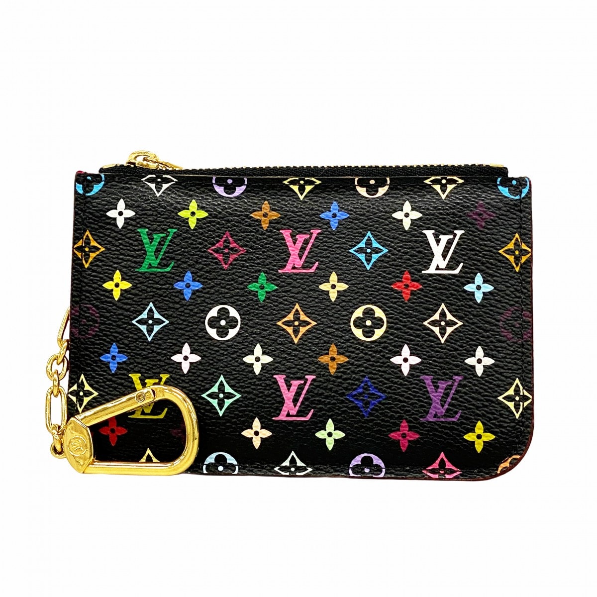 【6dd5318-k】ルイヴィトン コインケース モノグラム・マルチカラー ポシェットクレ M93735 ノワール/グルナード【中古】レディース