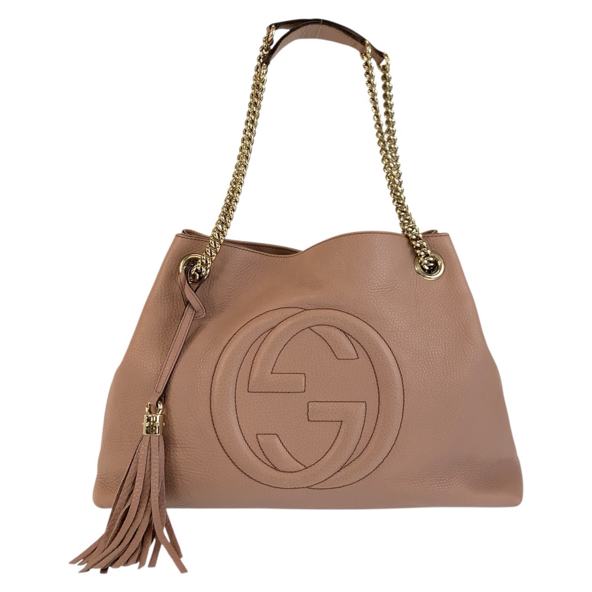 美品 GUCCI グッチ ソーホー インターロッキング ピンク ゴールド金具 レザー チェーンショルダーバッグ トートバッグ 600622 【中古】