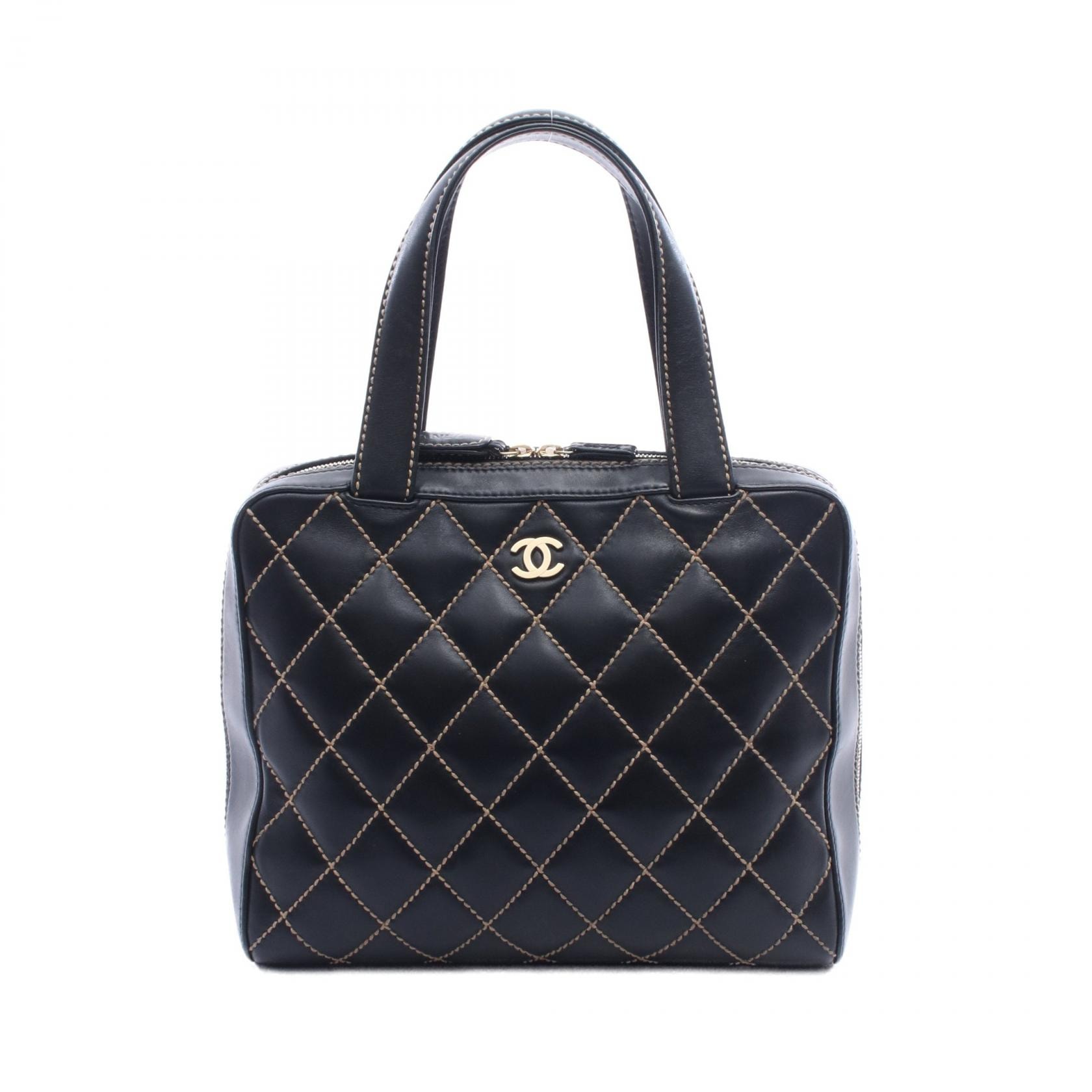 シャネル CHANEL ワイルドステッチ トートバッグ トートバッグ バッグ ラムスキン(羊革) レディース ブラック系 【中古】