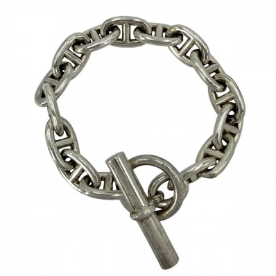 HERMES エルメス ブレスレット シェーヌダンクルMM アクセサリー ジュエリー 15コマ シルバー シルバー925 メンズ 約57.1g【中古品】