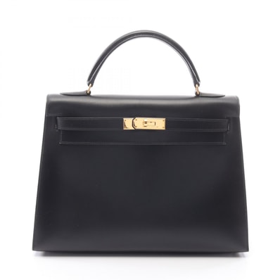 エルメス HERMES ケリー32 外縫い 2WAY ハンドバッグ バッグ カーフ(牛革) ボックスカーフ ○A刻印(1971年製造) レディース ブラック系 【中古】