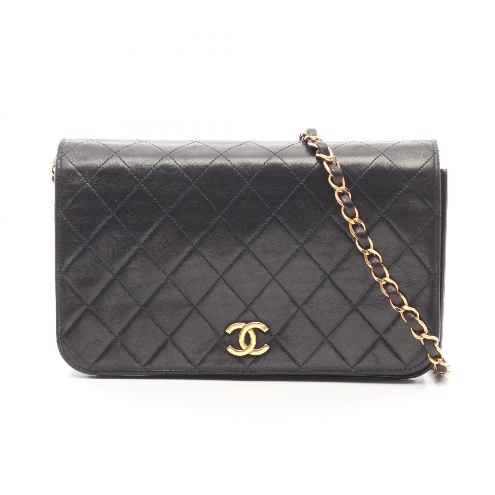 シャネル CHANEL マトラッセ フルフラップ ショルダーバッグ バッグ ラムスキン(羊革) レディース ブラック系 A03568 【中古】