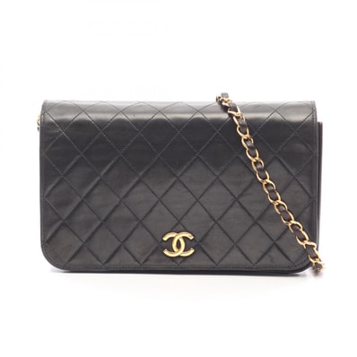 シャネル CHANEL マトラッセ フルフラップ ショルダーバッグ バッグ ラムスキン(羊革) レディース ブラック系 A03568 【中古】