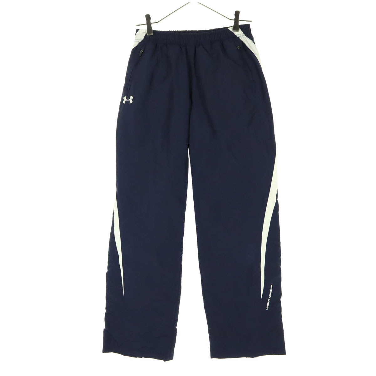 UNDER ARMOUR アンダーアーマー ワンポイント刺繍 裏地付 シャカシャカ トラックパンツ YXL ネイビー