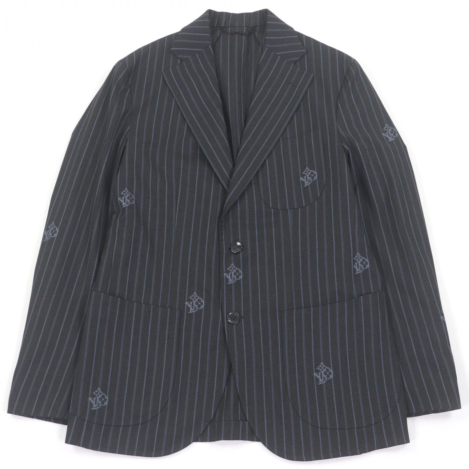 極美品 ルイヴィトン テーラードジャケット チャコールグレー メンズ 46