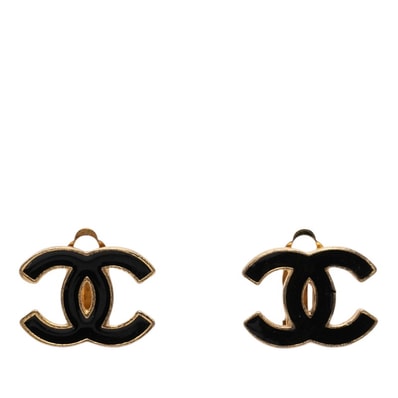 シャネル ココマーク イヤリング 02A刻印 ゴールド ブラック メッキ レディース CHANEL 【中古】