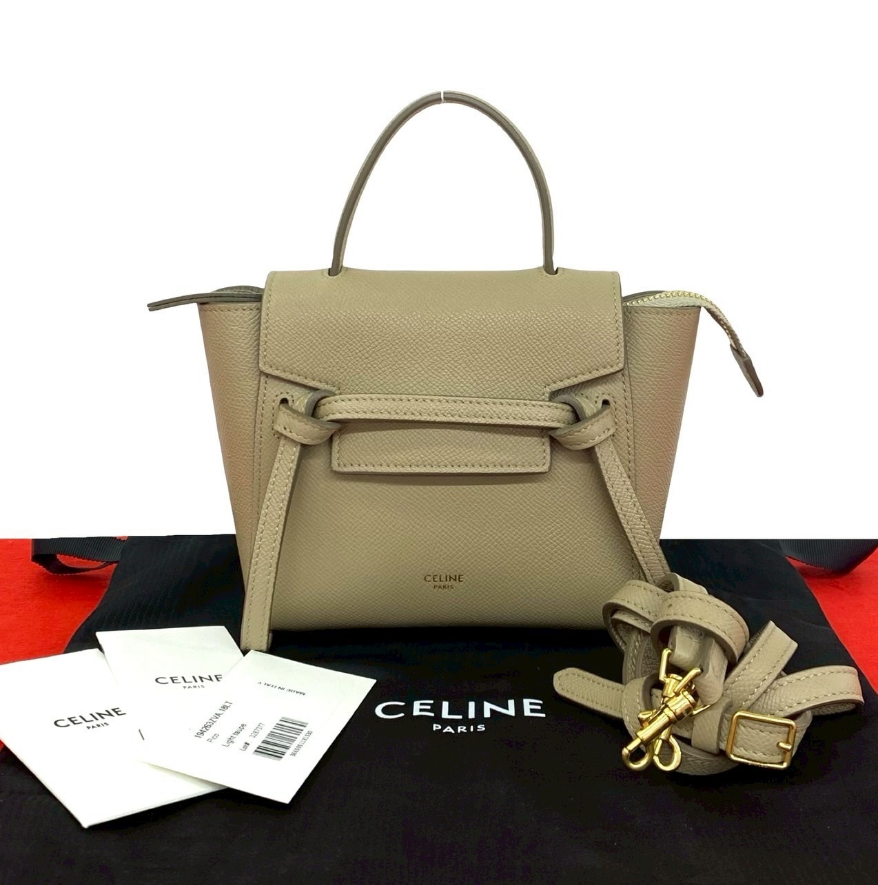 CELINE セリーヌ ベルトバッグ ピコ レザー ショルダーバッグ ベージュ
 45363