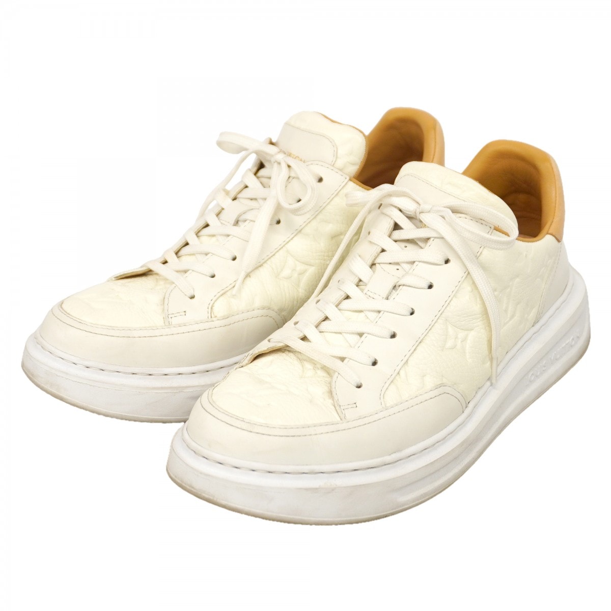 【6ape023】ルイヴィトン スニーカー 7.5 ビバリーヒルズ 1ABV3I レザー ホワイト【中古】メンズ