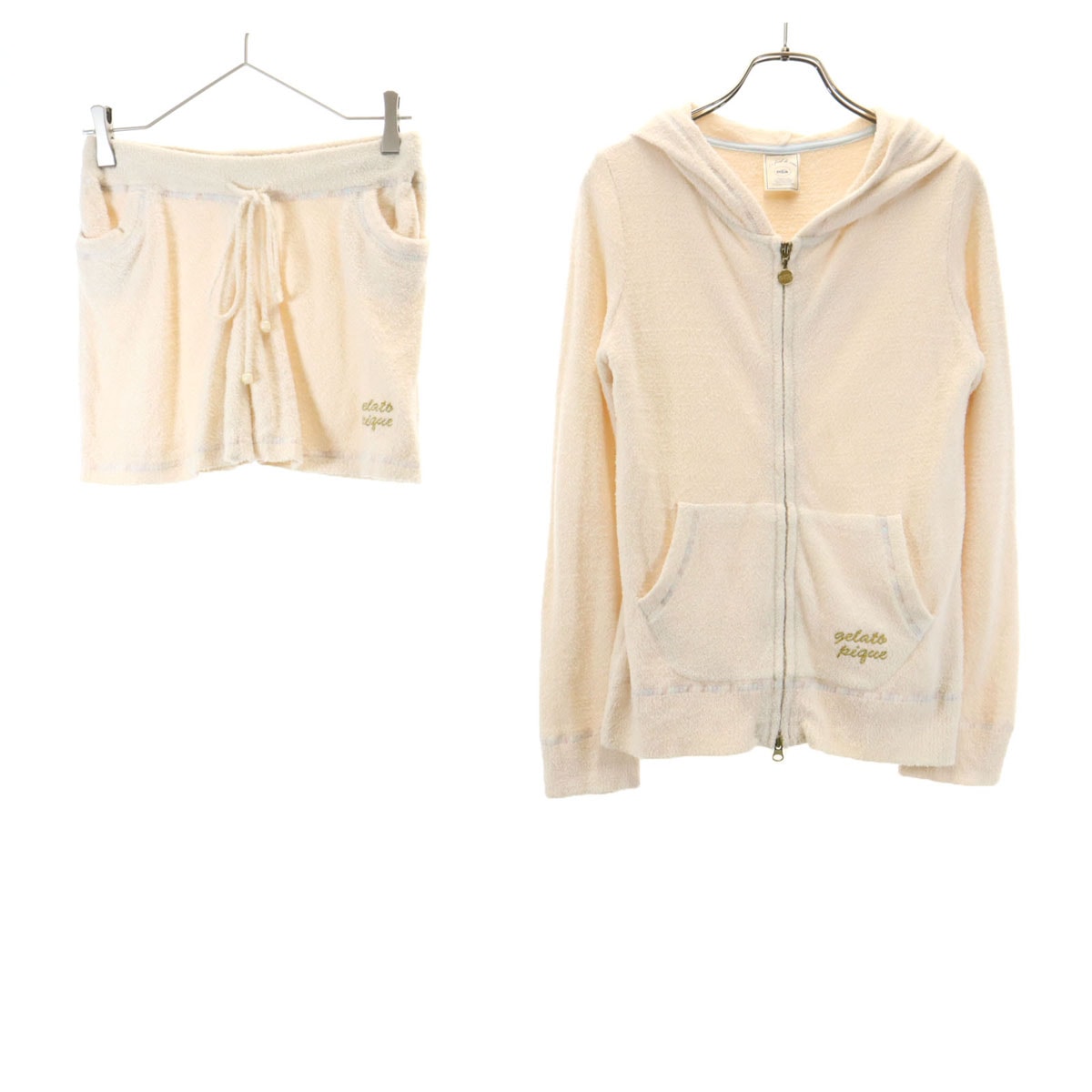 gelato pique ジェラートピケ 長袖 ルームウェア 上下セットアップ F ベージュ系 ふわもこ