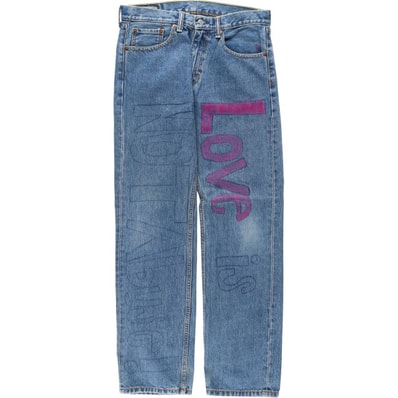 古着 リーバイス Levi's 505 ペイント カスタム テーパードデニムパンツ メンズw33相当/eaa651241