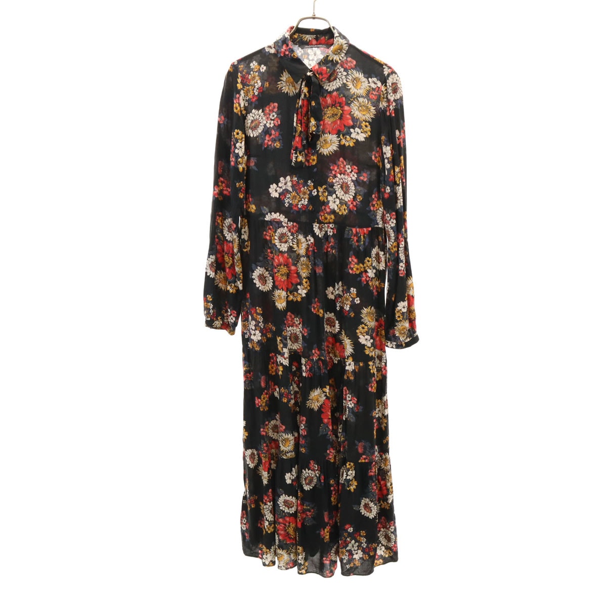 ZARA WOMAN ザラウーマン 花柄 長袖 シャツワンピース M ブラック