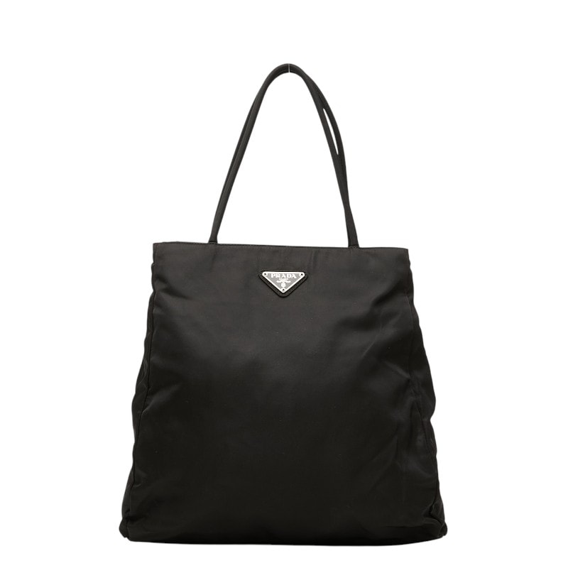 プラダ 三角ロゴプレート トートバッグ B8927 ブラック ナイロン レディース PRADA 【中古】