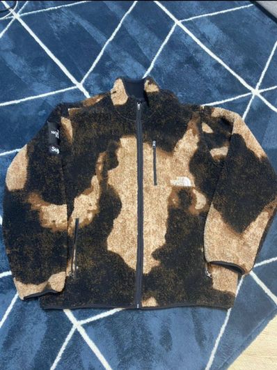 Supreme x The North Face Bleached Denim Print Fleece Jacket "Black"