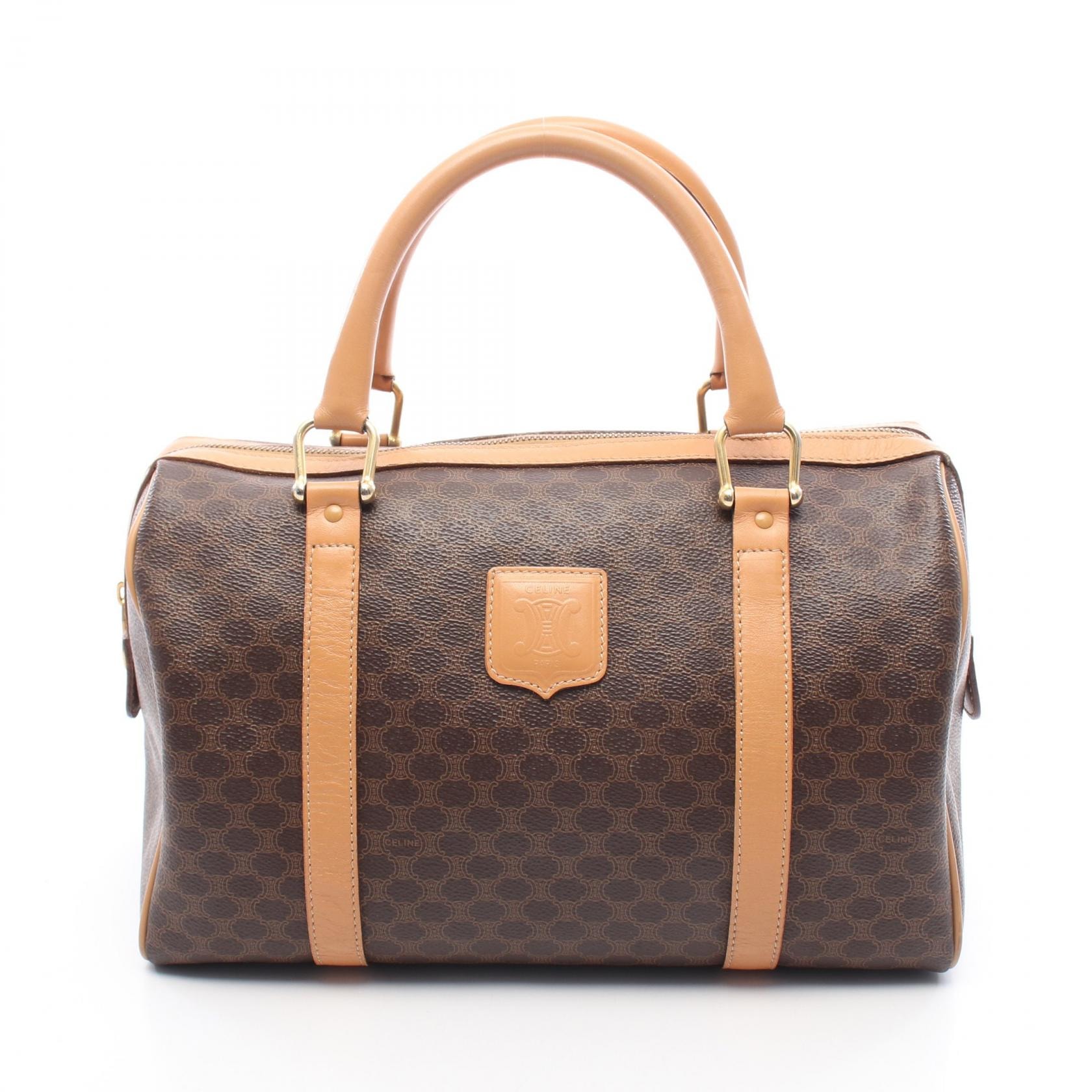 セリーヌ CELINE マカダム トートバッグ バッグ PVCコーティングキャンバス レザー レディース ブラウン系 【中古】