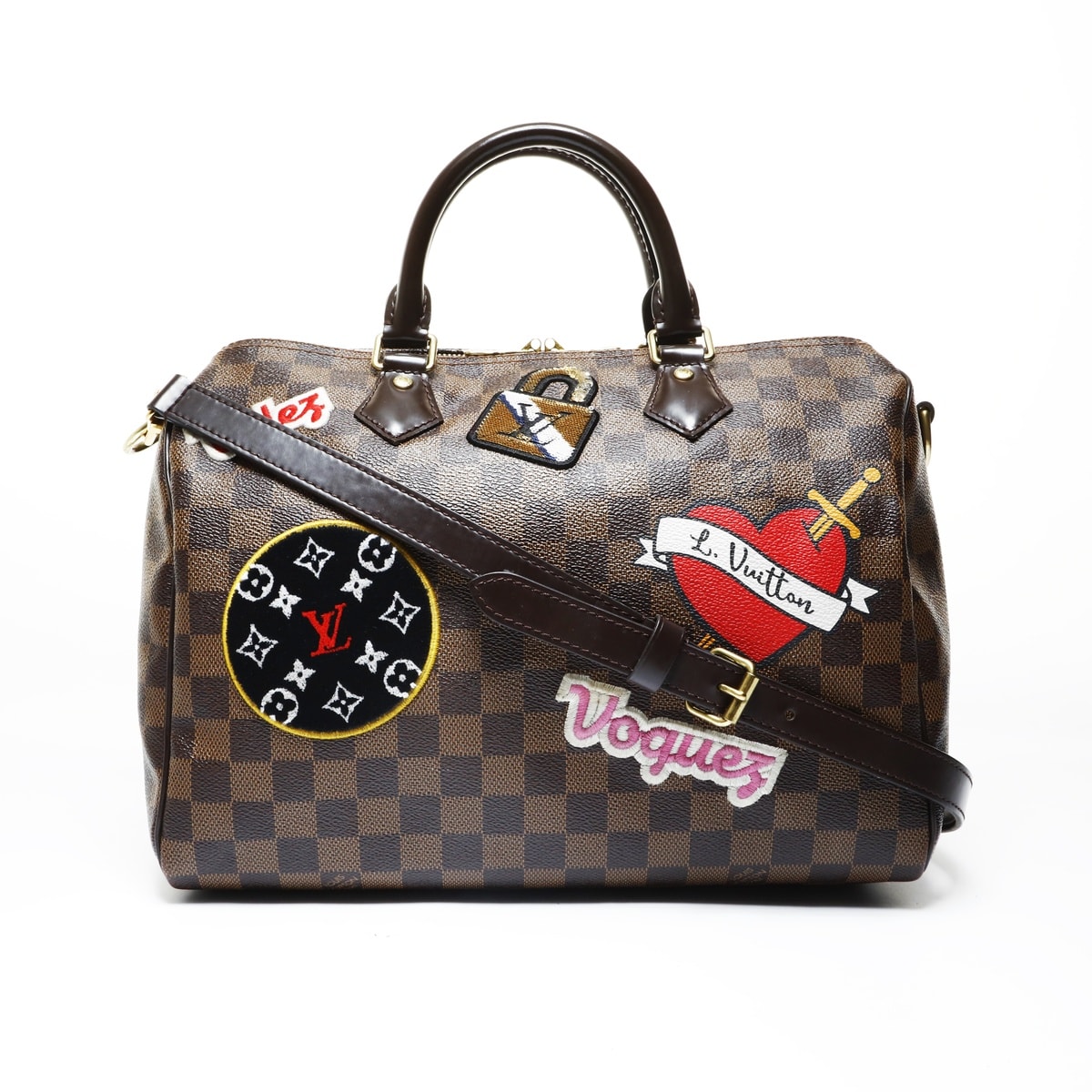 ヴィトン LV ダミエ スピーディ30 LVストーリーズ ハンドバッグ【中古】