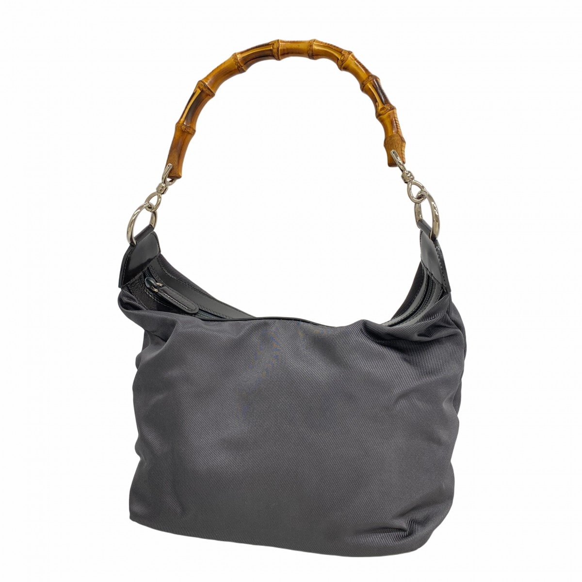 【6cd5790】グッチ ハンドバッグ バンブー 000 2855 0531 5 ナイロン ブラック シルバー金具【中古】レディース