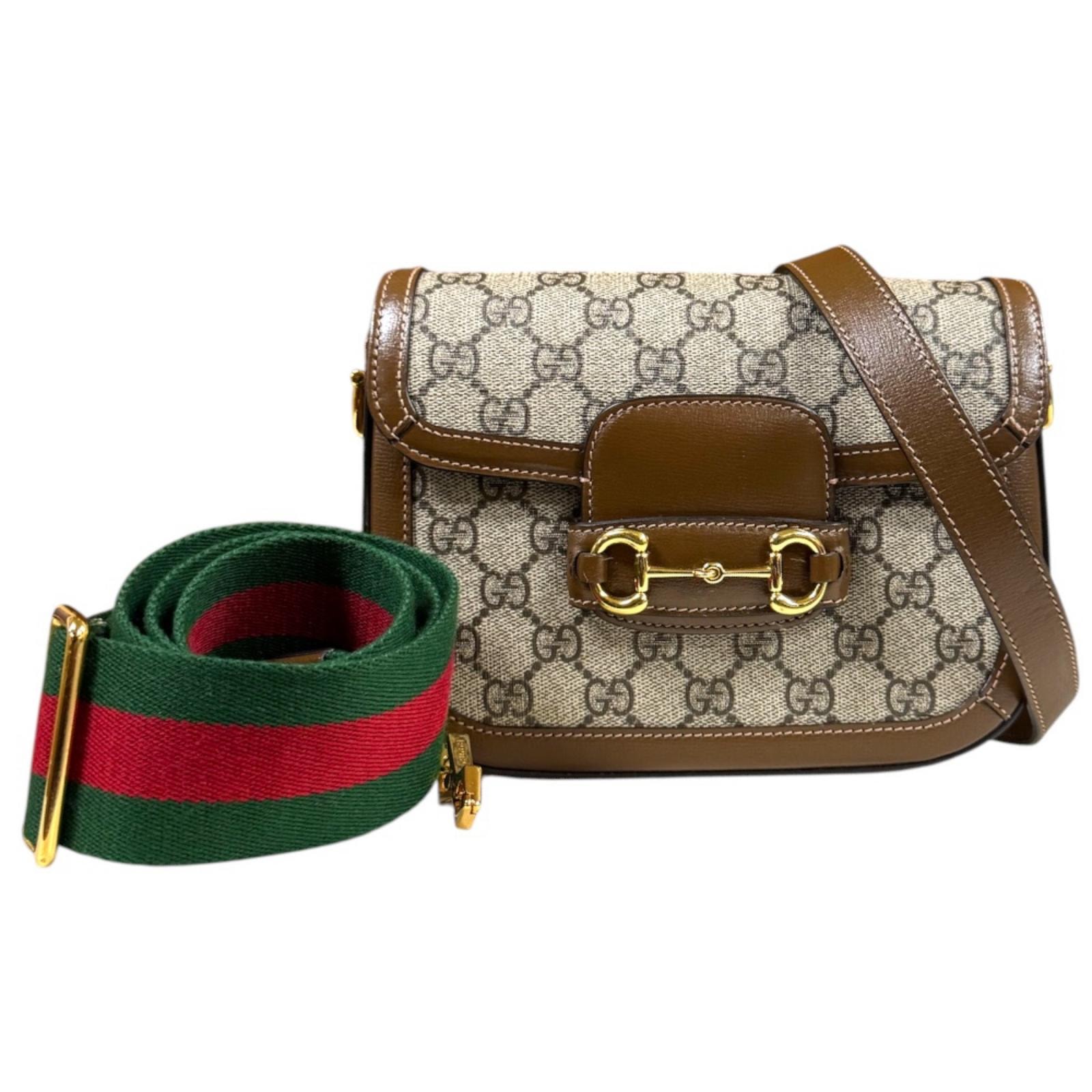 グッチ スモール ショルダーバッグ ホースビット 1955 ショルダーバッグ GGスプリームキャンバス 658574 ベージュ レディース GUCCI  中古