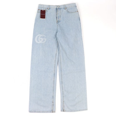 未使用品 グッチ デニムパンツ ライトブルー メンズ 34 815629