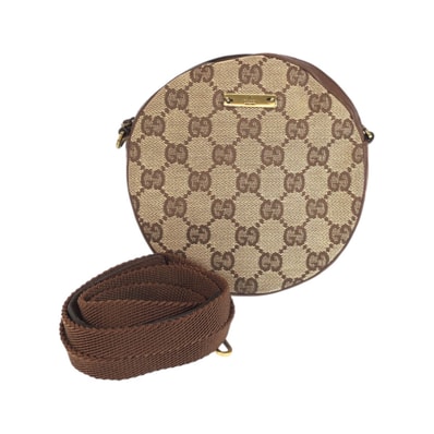 GUCCI グッチ ブラウン ベージュ ゴールド金具 GGキャンバス ショルダーバッグ ポシェット 601688 【中古】