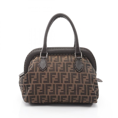 フェンディ FENDI ズッカ ハンドバッグ バッグ キャンバス レザー レディース ブラウン系 【中古】