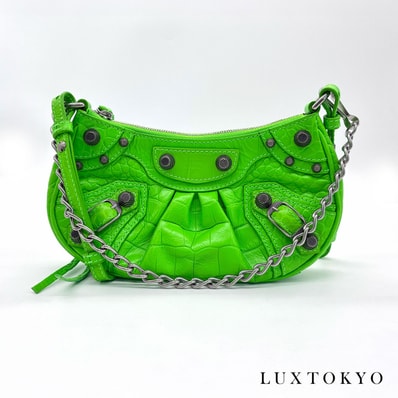 BALENCIAGA バレンシアガ ル カゴール ミニ 2WAY ハンド ショルダー バッグ レザー グリーン ★極美品★ ★袋付★