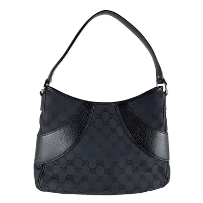グッチ GUCCI ショルダーバッグ GGキャンバス/レザー ブラック レディース【中古】 z9265