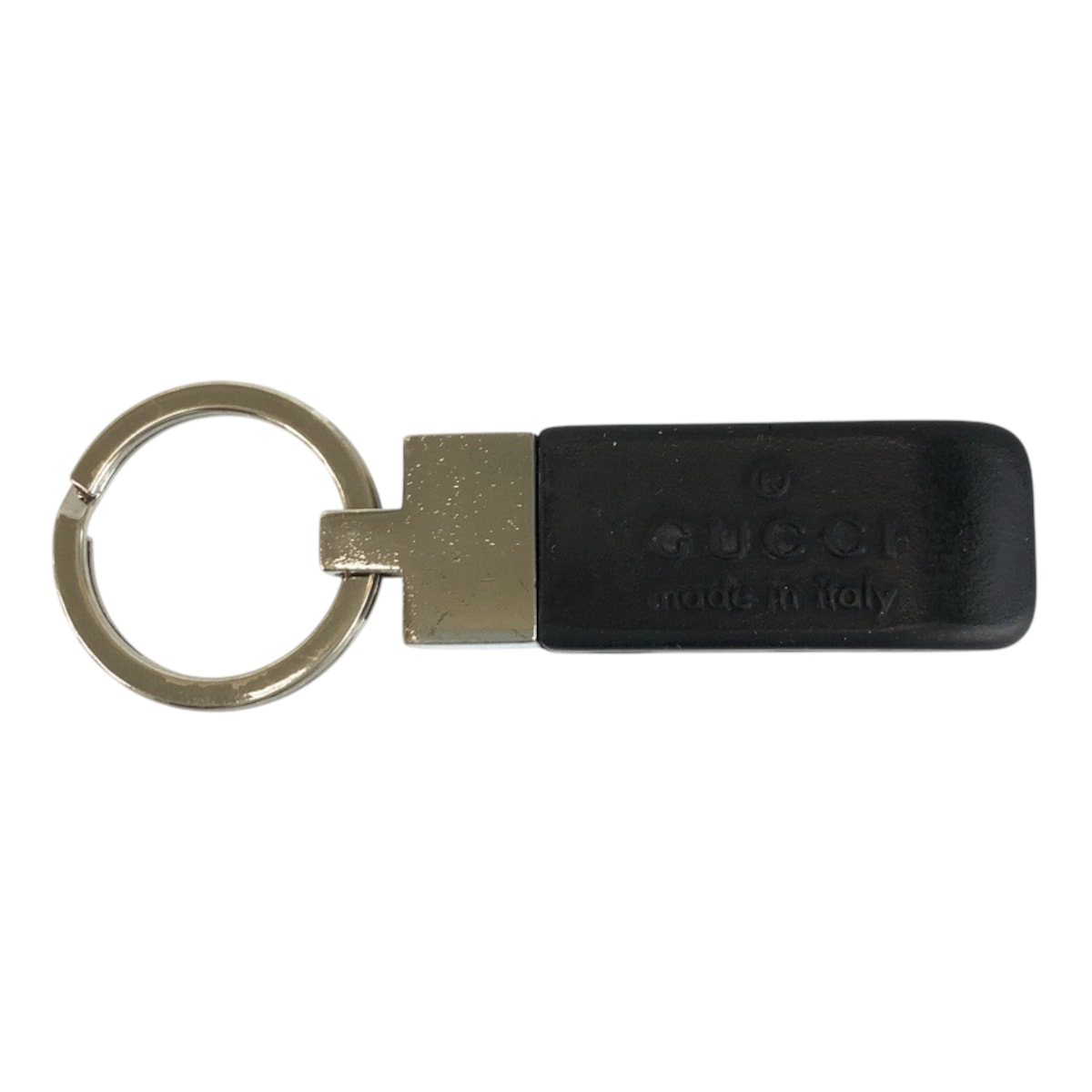 GUCCI グッチ ブラック 黒 シルバー金具 ラバー キーホルダー キーリング 602342 【中古】