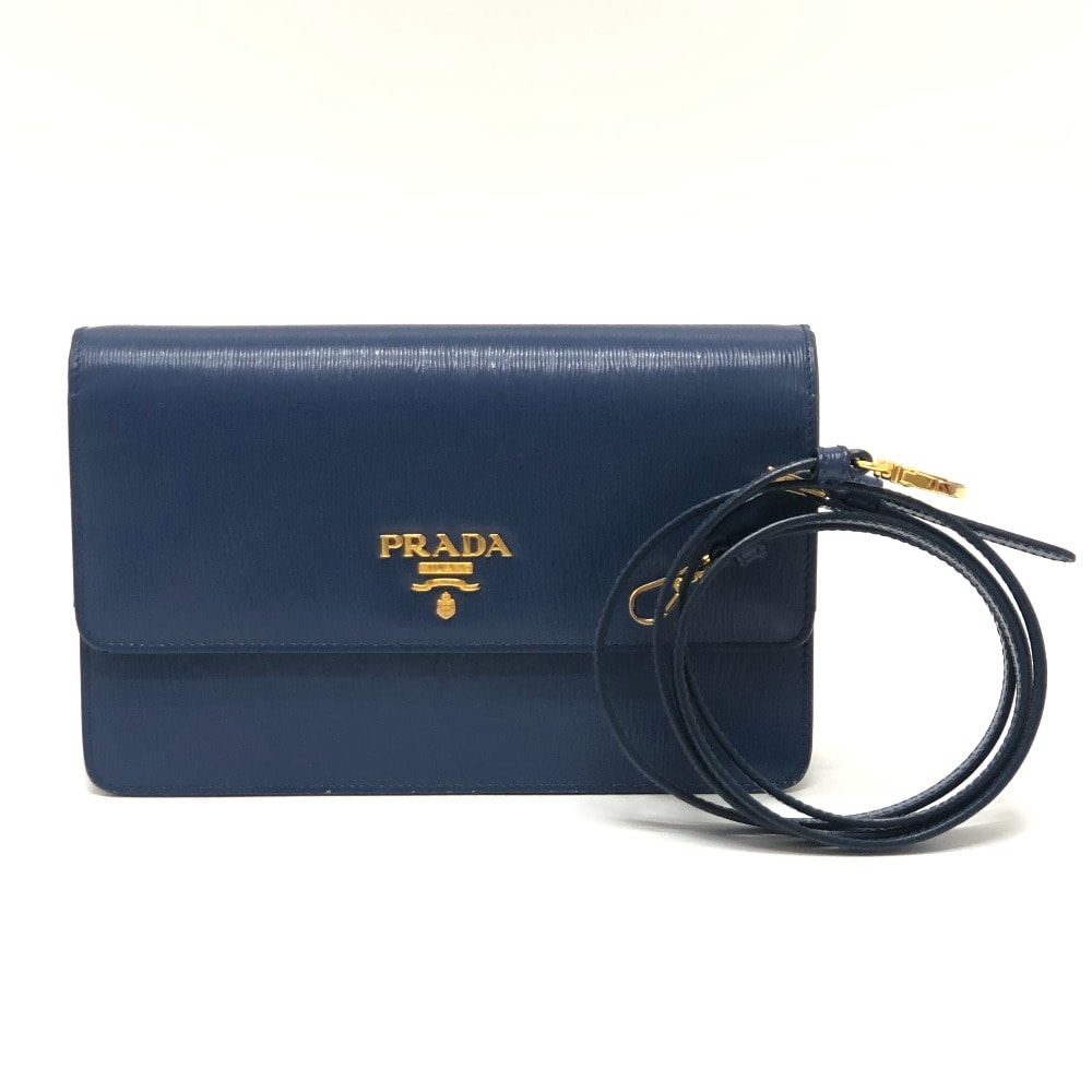 プラダ PRADA カバン ロゴ 財布 ミニバッグ パーティーバッグ 1BP016 ポシェット ウォレット ショルダーバッグ レザー ブルー