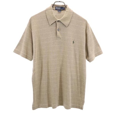 Polo by Ralph Lauren ポロバイラルフローレン ボーダー柄 半袖 ポロシャツ S ベージュ系 ロゴ刺_