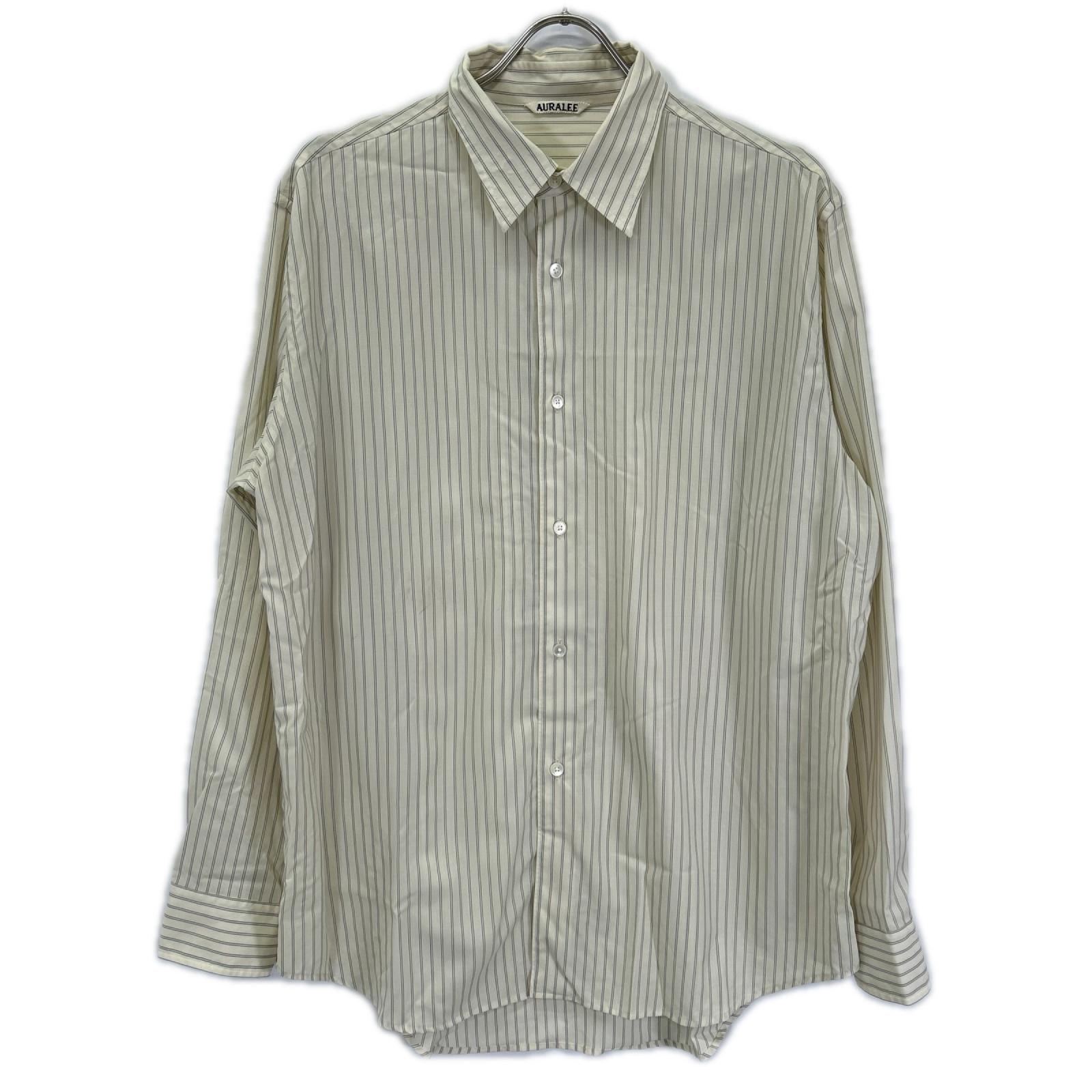 オーラリー A26SS01WW ホワイト SUPER FINE WOOL STRIPE SHIRT 4