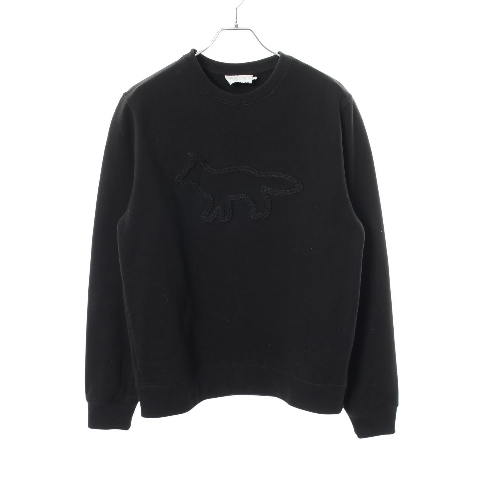メゾンキツネ MAISON KITSUNE CONTOUR FOX PATCH 裏起毛 スウェット 衣料品 トップス コットン ポリエステル メンズ レディース ブラック系 KM00310KM0020 【中古】