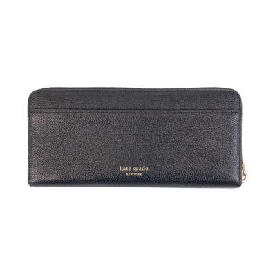 Kate Spade ケイトスペード スタッズ スペード ブラック 黒 ゴールド金具 レザー 長財布 ラウンドファスナー 502109 【中古】