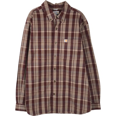 古着 カーハート Carhartt RELAXED FIT チェック柄 長袖 ボタンダウン ワークシャツ メンズXL相当/eaa643486