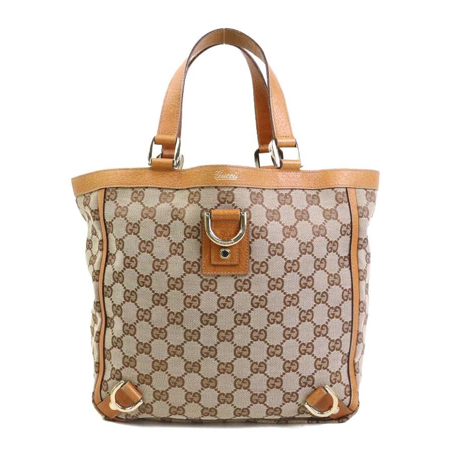 グッチ GUCCI ハンドバッグ GGキャンバス/レザー ブラウン/オレンジ ゴールド レディース 130739【中古】 e61843a