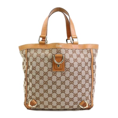 グッチ GUCCI ハンドバッグ GGキャンバス/レザー ブラウン/オレンジ ゴールド レディース 130739【中古】 e61843a