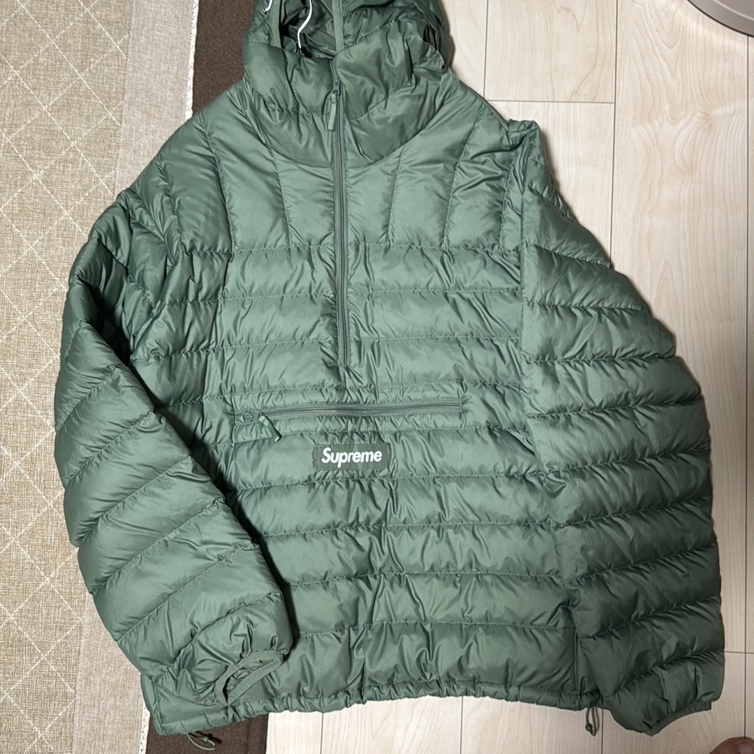 Supreme Micro Down Half Zip Hooded Pullover (23FW) "Olive"