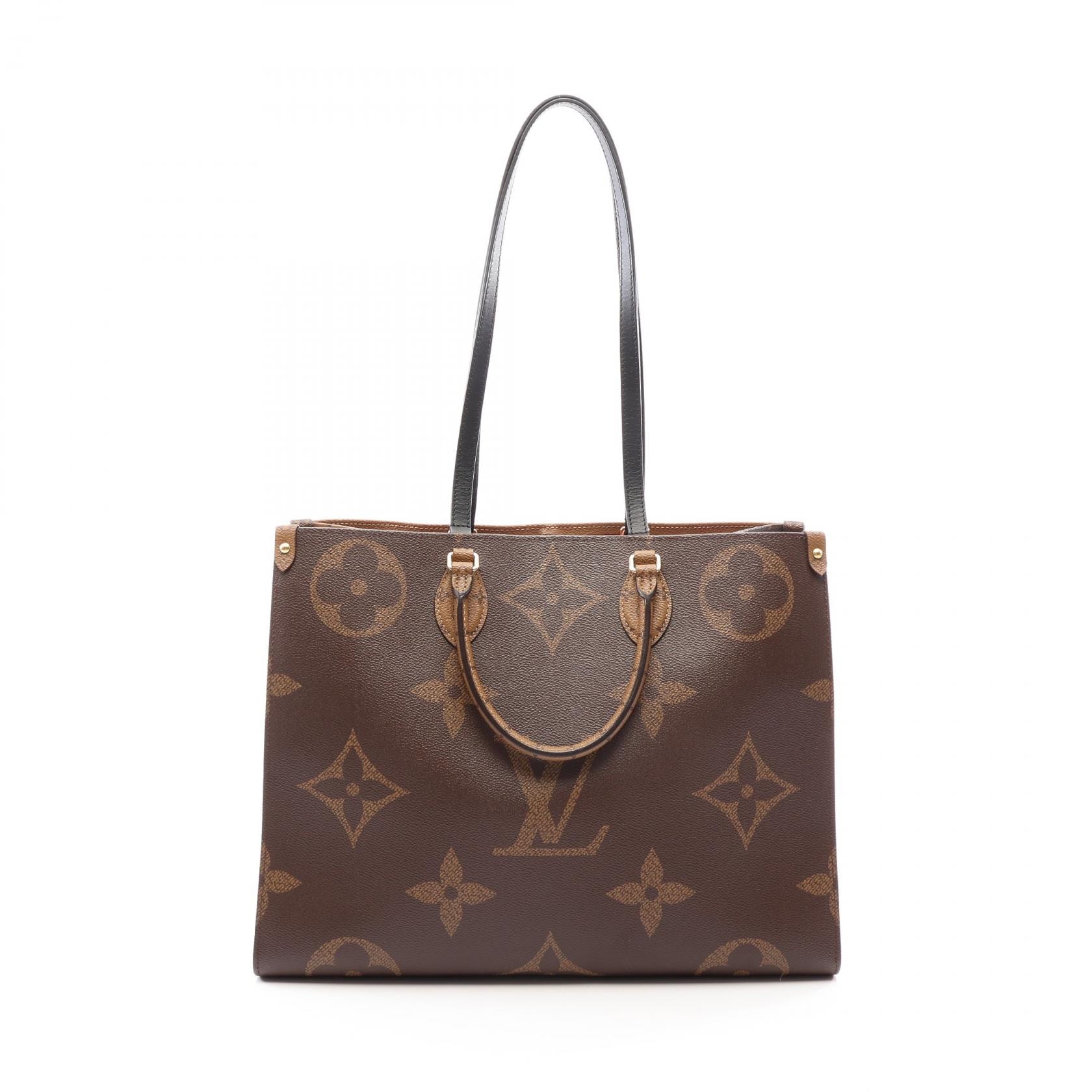 ルイ・ヴィトン LOUIS VUITTON オンザゴーGM モノグラムジャイアント モノグラムリバース 2WAY ショルダーバッグ バッグ PVCコーティングキャンバス レザー レディース ブラウン系 M45320 【中古】