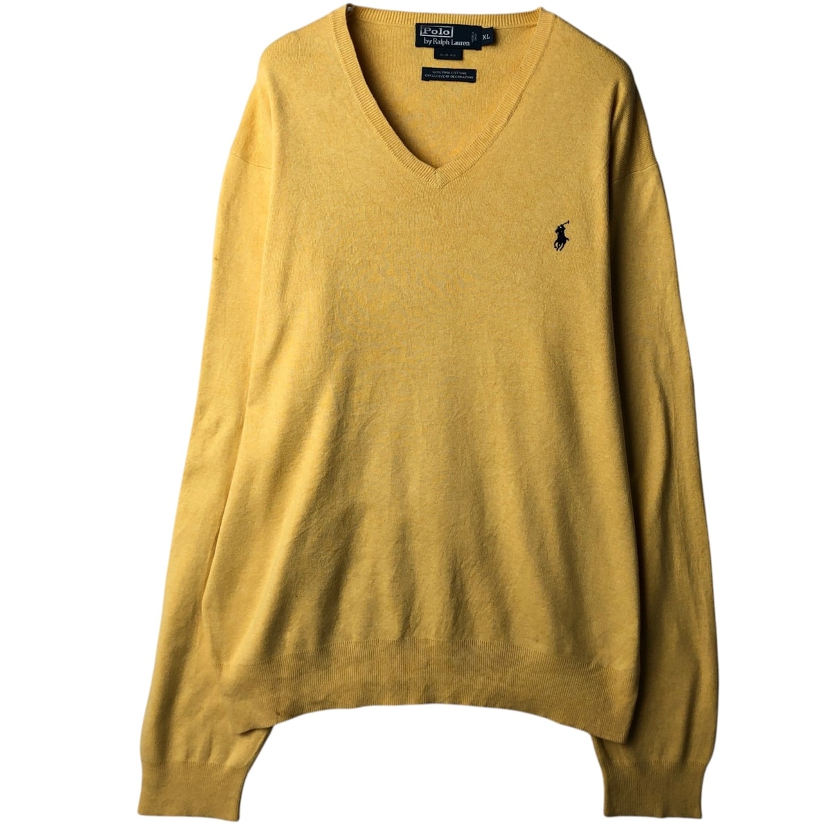 古着 ラルフローレン Ralph Lauren POLO by Ralph Lauren Vネック ピマコットンニットセーター メンズXL相当/eaa637238