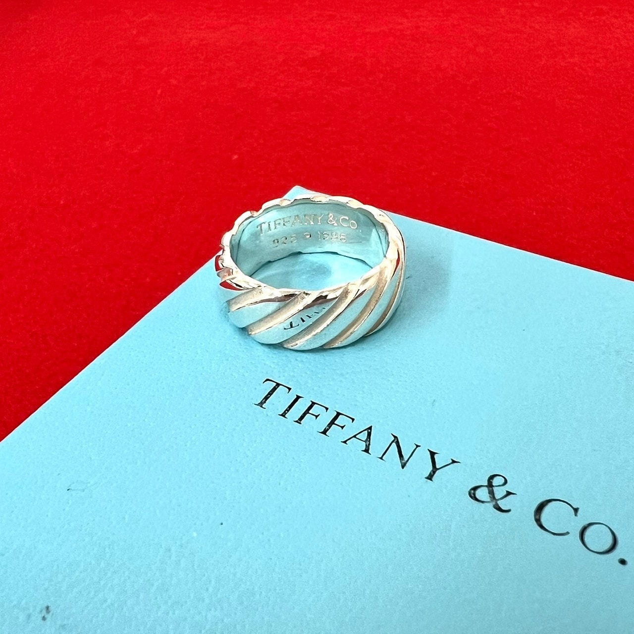 TIFFANY&Co. ティファニー スパイラル グルーブド ワイド リング シルバー925 リング・指輪 14号 シルバー
 00042