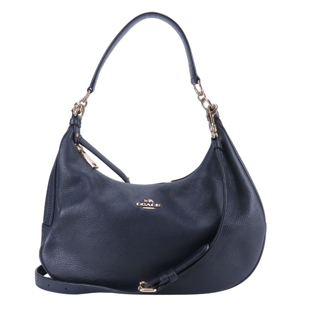 【中古】 コーチ ショルダーバッグ F38250 レザー ネイビー 2WAY 斜め掛け 肩掛け カジュアル シンプル レディース 女性 COACH