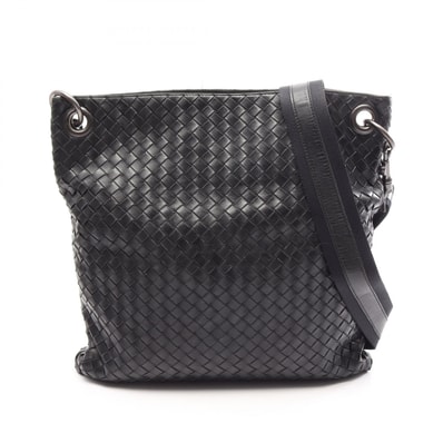 ボッテガヴェネタ BOTTEGA VENETA イントレチャート ショルダーバッグ バッグ レザー メンズ ブラック系 【中古】