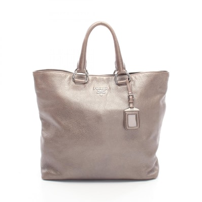 プラダ PRADA トートバッグ バッグ レザー レディース グレー系 【中古】