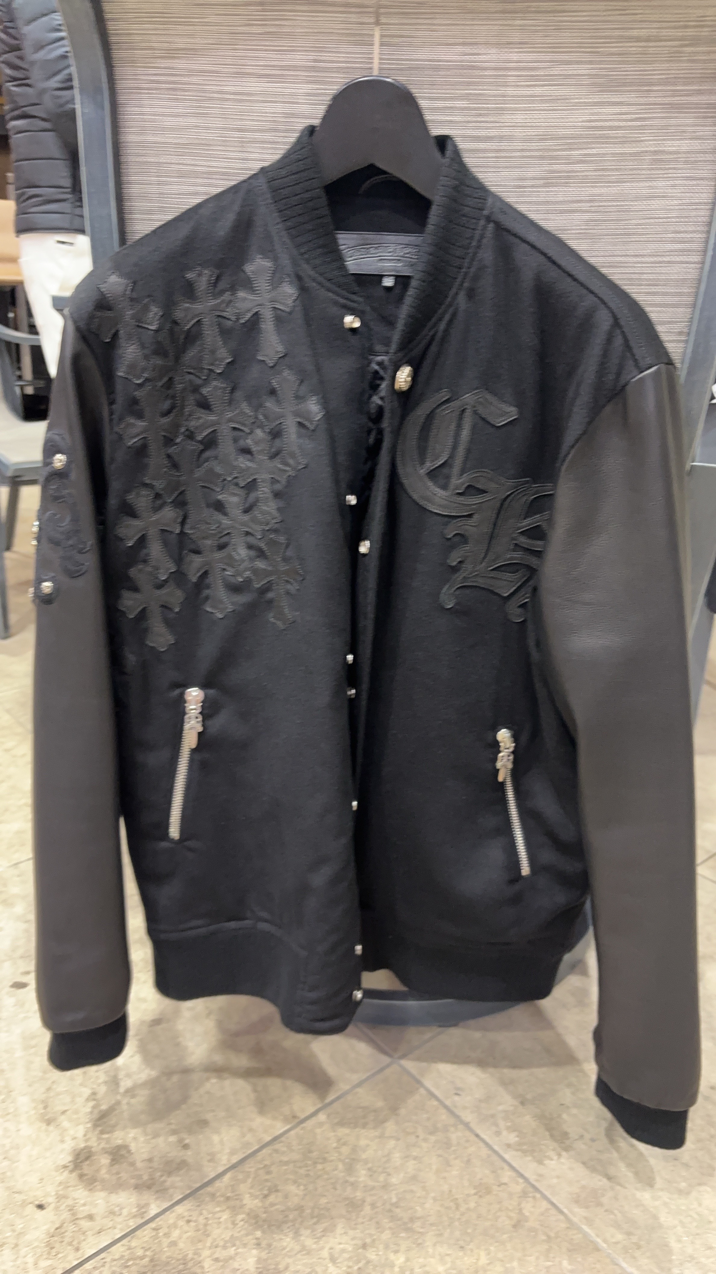 Chrome Hearts Letter Man CH Multi Leather Patch Leather Sleeve Blouson "Black"