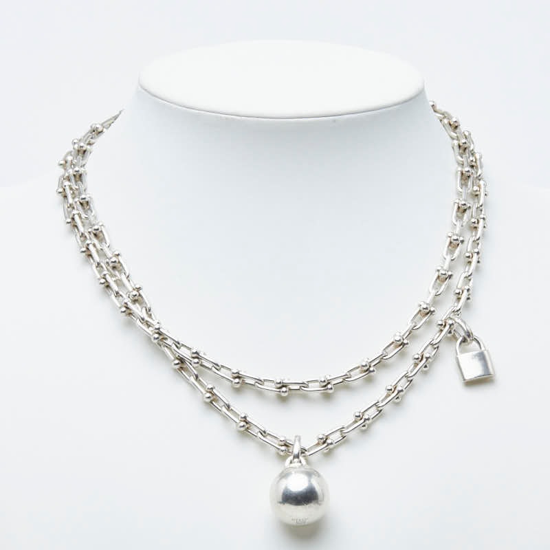 ティファニー ハードウェア スモール ラップ ネックレス ロング 2連 SV925 シルバー レディース TIFFANY&Co. 【中古】