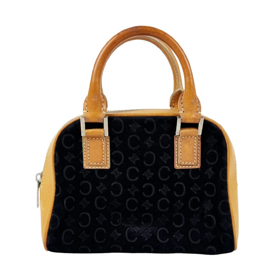 セリーヌ CELINE ハンドバッグ スエード/レザー ブラック/ブラウン シルバー レディース【中古】 z11248